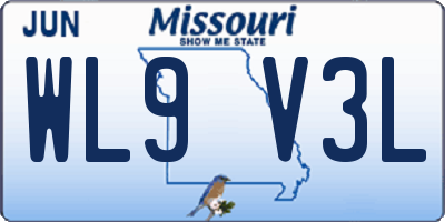 MO license plate WL9V3L