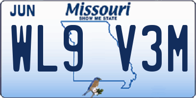 MO license plate WL9V3M