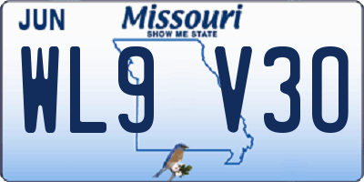 MO license plate WL9V3O