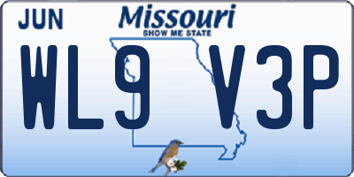 MO license plate WL9V3P