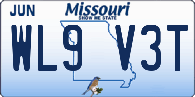MO license plate WL9V3T