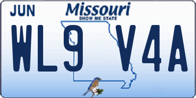 MO license plate WL9V4A