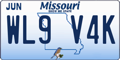 MO license plate WL9V4K
