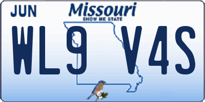 MO license plate WL9V4S