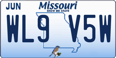 MO license plate WL9V5W