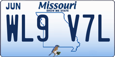 MO license plate WL9V7L