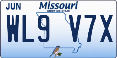 MO license plate WL9V7X