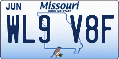 MO license plate WL9V8F
