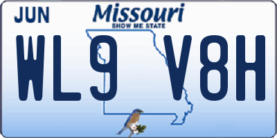 MO license plate WL9V8H