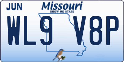 MO license plate WL9V8P
