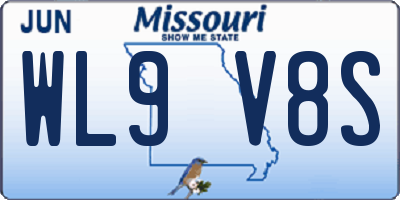 MO license plate WL9V8S