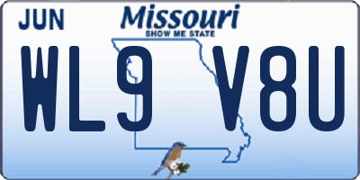 MO license plate WL9V8U