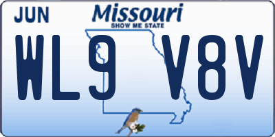 MO license plate WL9V8V