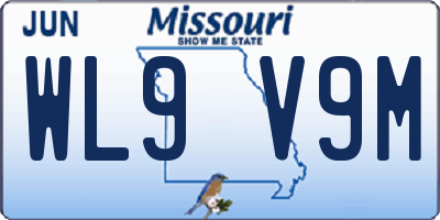 MO license plate WL9V9M