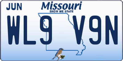 MO license plate WL9V9N