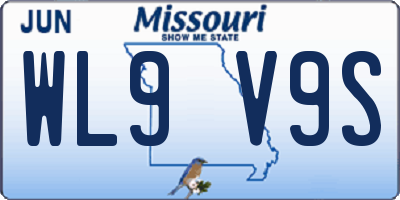 MO license plate WL9V9S