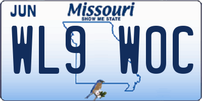 MO license plate WL9W0C