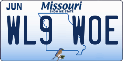 MO license plate WL9W0E