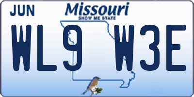 MO license plate WL9W3E