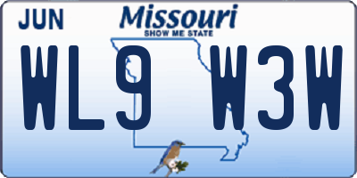MO license plate WL9W3W