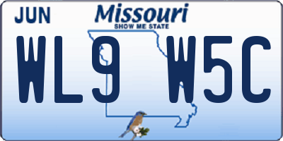 MO license plate WL9W5C