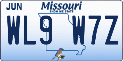 MO license plate WL9W7Z