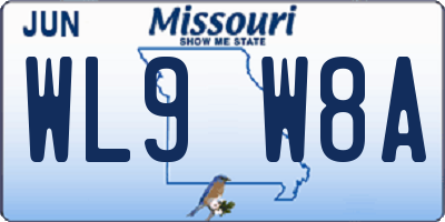 MO license plate WL9W8A