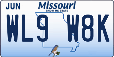 MO license plate WL9W8K