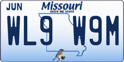 MO license plate WL9W9M