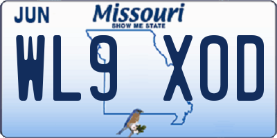 MO license plate WL9X0D