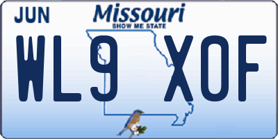 MO license plate WL9X0F
