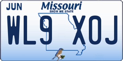 MO license plate WL9X0J