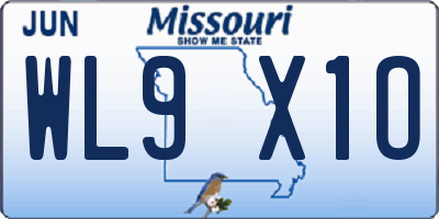 MO license plate WL9X1O