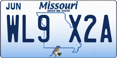 MO license plate WL9X2A
