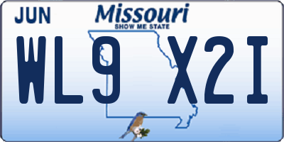 MO license plate WL9X2I