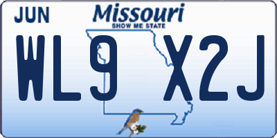 MO license plate WL9X2J