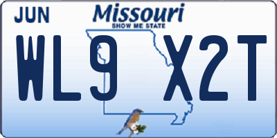 MO license plate WL9X2T