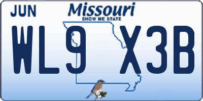 MO license plate WL9X3B