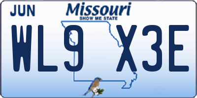 MO license plate WL9X3E