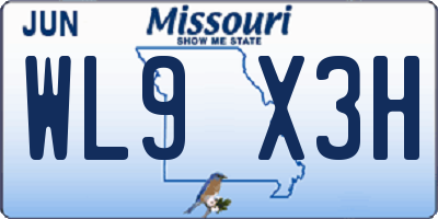 MO license plate WL9X3H