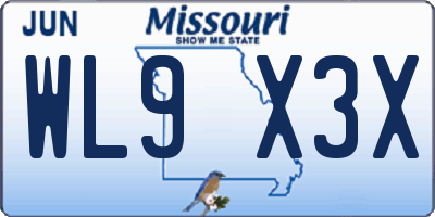MO license plate WL9X3X