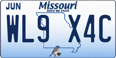 MO license plate WL9X4C
