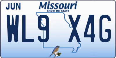 MO license plate WL9X4G