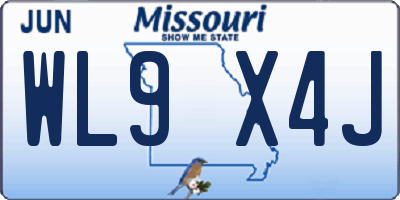 MO license plate WL9X4J