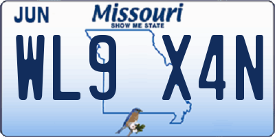 MO license plate WL9X4N