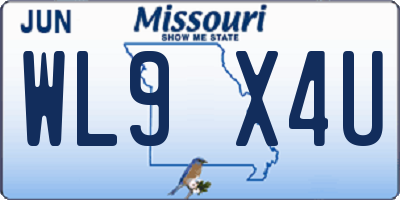 MO license plate WL9X4U