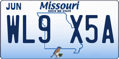 MO license plate WL9X5A