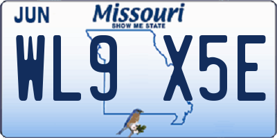 MO license plate WL9X5E