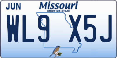 MO license plate WL9X5J
