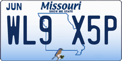 MO license plate WL9X5P